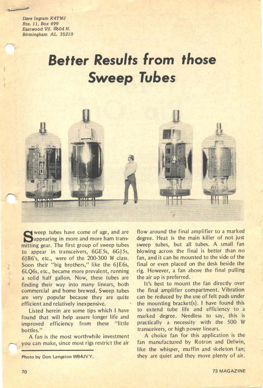 Better results from those sweep tubes, part 1
